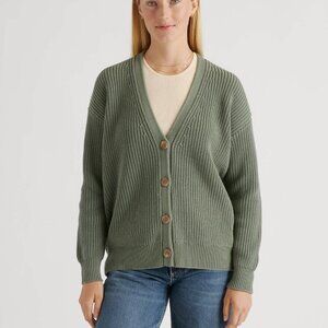 Quince • 100% Organic Cotton Oversized Boyfriend Cardigan, Agave, S